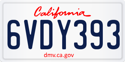 CA license plate 6VDY393