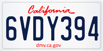 CA license plate 6VDY394