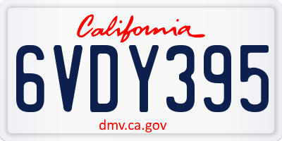 CA license plate 6VDY395