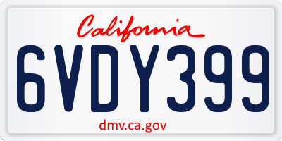 CA license plate 6VDY399