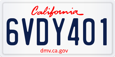 CA license plate 6VDY401