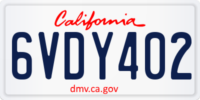 CA license plate 6VDY402