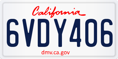 CA license plate 6VDY406