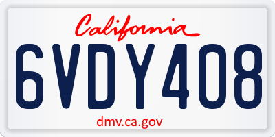CA license plate 6VDY408