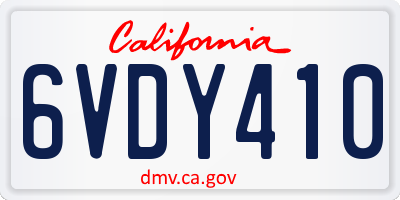 CA license plate 6VDY410