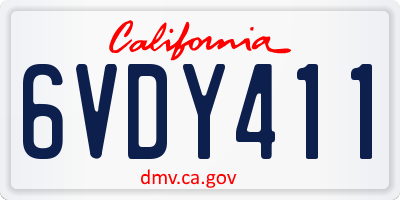 CA license plate 6VDY411