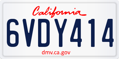CA license plate 6VDY414