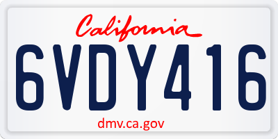 CA license plate 6VDY416