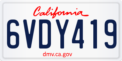 CA license plate 6VDY419