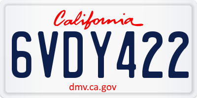 CA license plate 6VDY422