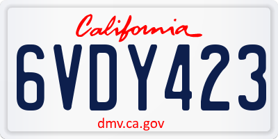 CA license plate 6VDY423