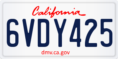 CA license plate 6VDY425