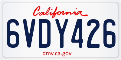 CA license plate 6VDY426