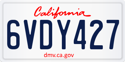 CA license plate 6VDY427