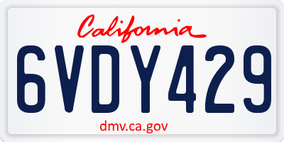 CA license plate 6VDY429