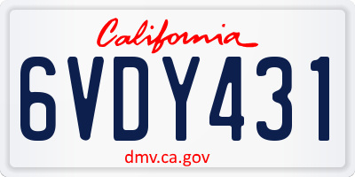 CA license plate 6VDY431