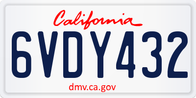 CA license plate 6VDY432