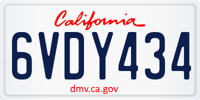 CA license plate 6VDY434