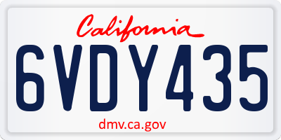 CA license plate 6VDY435