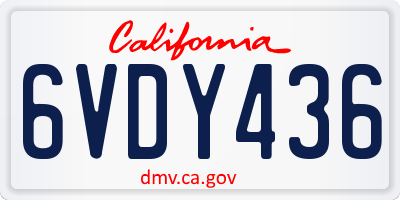 CA license plate 6VDY436