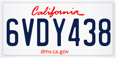 CA license plate 6VDY438