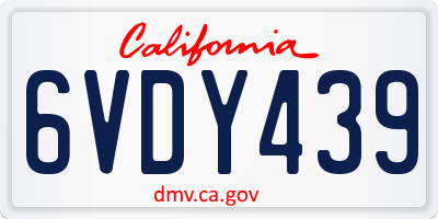 CA license plate 6VDY439