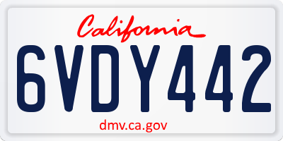 CA license plate 6VDY442