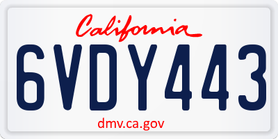CA license plate 6VDY443