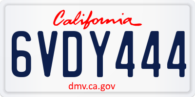 CA license plate 6VDY444