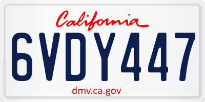 CA license plate 6VDY447