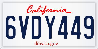 CA license plate 6VDY449