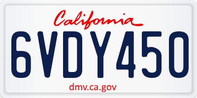 CA license plate 6VDY450