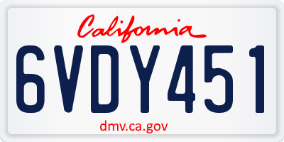 CA license plate 6VDY451