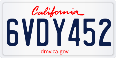 CA license plate 6VDY452