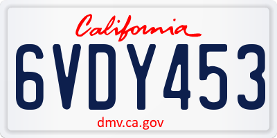 CA license plate 6VDY453
