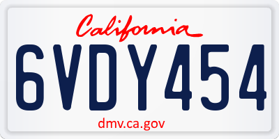 CA license plate 6VDY454