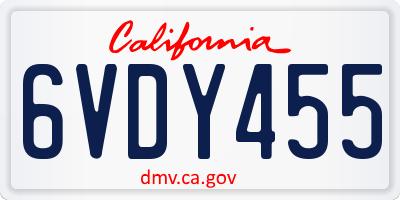 CA license plate 6VDY455