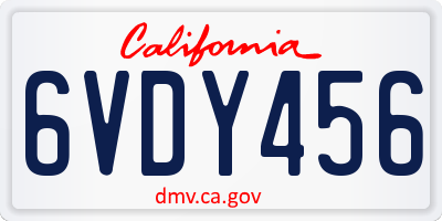 CA license plate 6VDY456