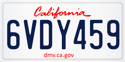 CA license plate 6VDY459