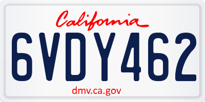 CA license plate 6VDY462