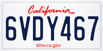 CA license plate 6VDY467