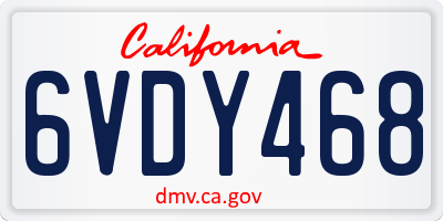 CA license plate 6VDY468