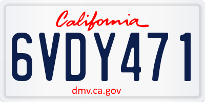 CA license plate 6VDY471