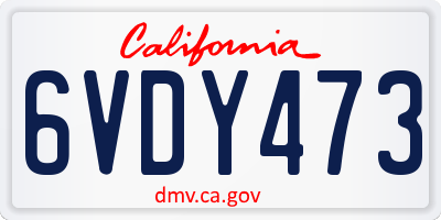 CA license plate 6VDY473