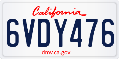 CA license plate 6VDY476