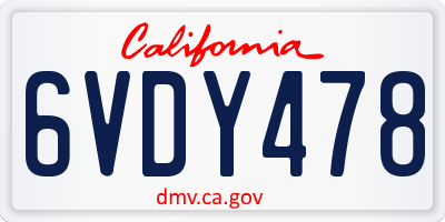 CA license plate 6VDY478