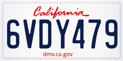 CA license plate 6VDY479