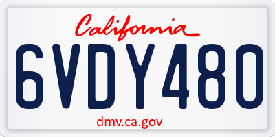CA license plate 6VDY480