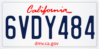 CA license plate 6VDY484