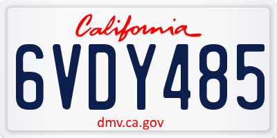 CA license plate 6VDY485